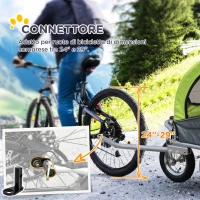 PawHut Rimorchio Bici per Cani Taglia Media a 2 Ingressi con Finestrelle e Tettuccio Apribile, 126-155x83x108 cm, Verde(m-7)