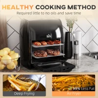 HOMCOM 12L 8 in 1 Digital Air Fryer Oven with Roast, Bake, Dehydrate, 8 Preset Modes, Rapid Air Circulation, Timer, Inner Light, Memory Function, 1800W, Dish Wash Accessory, Black(m-4)