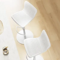 HOMCOM Conjunto de 2 Taburetes Altos de Cocina Giratorios con Respaldo y Altura Ajustable Carga 120 kg para Bar Salón Blanco(m-8)