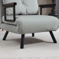 HOMCOM 4-in-1 Velvet-Feel Single Chair Bed, with Pillow - Light Grey(m-8)