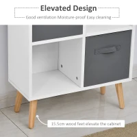 HOMCOM Freestanding 8 Cube Storage Cabinet Unit w/ 4 Fabric Drawers Handles Home Office Organisation Shelves Furniture 54.5L x 24W x 122.5H cm(m-6)