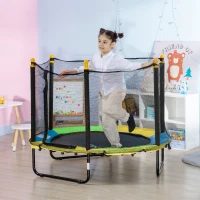 ZONEKIZ Trampoline rond enfant avec filet de protection capacité 50 kg pour adultes et enfants diamètre 140 cm bleu et noir(m-2)
