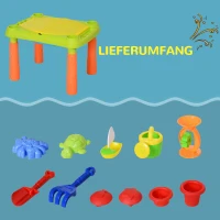 AIYPLAY Sand Wasserspieltisch, Sand- und Wassertisch Outdoor Strandspielzeug mit 16-tlg. Zubehör Sommerspielzeug für 3+ Jahre Kinder(m-7)