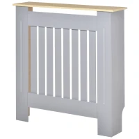 HOMCOM Mobile Copricalorifero in MDF e Legno Truciolare, Design a Doghe con Mensola Superiore, 78x19x83cm, Grigio(m-9)