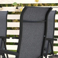 Outsunny Set of Four Folding Garden Chairs, with Seven-Position Adjustable Backs, Grey(m-8)