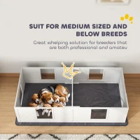PawHut Two Room Design, Whelping Box for Dogs with Whelping Pad, Clear Panels, Adjustable Entrance, for Medium Dogs, 196 x 96cm(m-9)