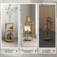 Outsunny Étagère à plantes en bois piédestal étagères rondes à fleurs support de pots de fleurs 3 niveaux(m-6)