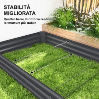 Outsunny Letto per Orto Rialzato in Acciaio da 835L con Fondo Aperto, 240x120x30 cm, Grigio Scuro(m-6)