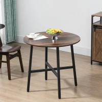 HOMCOM Mesa de Comedor Redonda Mesa de Cocina para 4 Personas con Patas de Acero para Salón Ø80x76 cm Marrón Rústico y Negro(m-2)