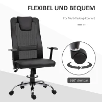Vinsetto Bürostuhl Drehstuhl höhenverstellbar Chefsessel Schreibtischstuhl ergonomisch PU schwarz 66 x 73 x 108-118 cm(m-7)