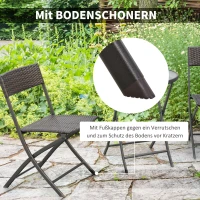 Outsunny Bistroset Balkonset Garnitur Polyrattan 3 tlg. Klappbar Garten Braun(m-7)