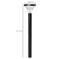 Outsunny 2 Lámparas de Camino de Pie Altura 91,5 cm con Luces LED Solares Sensor de Noche Crepuscular y Brillo Variable Set de 2 Faroles de Jardín IP44 para Patio Parque Exterior Negro(m-3)
