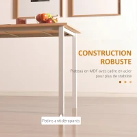 HOMCOM Table à manger extensible table de cuisine design moderne avec grand plateau 6 personnes cadre en acier marronfoncé(m-6)