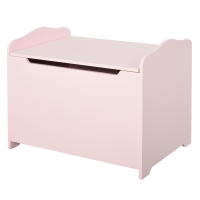 HOMCOM Caja de Almacenaje de Madera para Juguetes Baúl Organizador para Niños +3 Años con Tapa para Libros Ropa en Habitación Dormitorio 60x40x48 cm Rosa