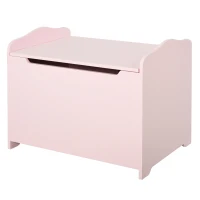 HOMCOM Caja de Almacenaje de Madera para Juguetes Baúl Organizador para Niños +3 Años con Tapa para Libros Ropa en Habitación Dormitorio 60x40x48 cm Rosa(m-1)