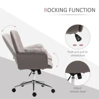 Vinsetto Office Desk Chair, Microfibre Vanity Chair with Adjustable Height, Armrest, Swivel Chair for Home, Light Grey(m-5)
