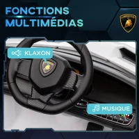 HOMCOM Voiture électrique licence Lamborghini Veneno 12V pour enfants avec portes papillon télécommande musique blanc(m-6)