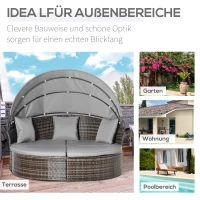 Outsunny Sonneninsel, teilbar in 2 Sofas, verstellbarer Sonnenschutz, Rattanoptik, Grau, 1,7 x 1,8 x 1,5 m(m-4)