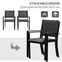 Outsunny Set of 2 Outdoor Garden Chairs with Steel Frame Texteline Seats for Dining Patio Balcony Black(m-4)