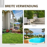 Outsunny Klapptisch Garten Beistelltisch Terrassentisch aus Pappelholz  Gartentisch mit Ø38mm Sonnenschirmhalter Gartenmöbel Wetterfest Outdoor 70 x 70 x 70 cm(m-7)