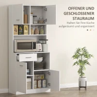 HOMCOM Küchenschrank, Buffet mit Schublade, Soft-Close Türen, 80 x 35 x 180 cm, Weiß(m-4)