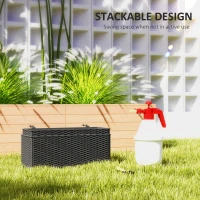 Outsunny Set of Two Rattan-Effect Planters - Black(m-5)