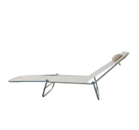 Outsunny Sonnenliege klappbar Gartenliege mit Kopfkissen Liegestuhl verstellbar mit 5-Fach Campingliege bis 120kg belastbar für Garten, Balkon und Pool geeignet, 4 Farben(Creme)(m-9)