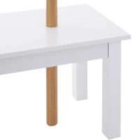 HOMCOM Panca con Appendiabiti da Ingresso, Attaccapanni da Terra in Bambù, Panca da Ingresso Bianca, Design, anche per Camera da Letto, 80x30x180cm, Bianco Legno(m-9)