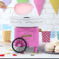 HOMCOM Zuckerwattemaschine Zuckerwattegerät 450-550 W Zuckerwatte 2 Heizröhren mit 10 Stäbchen Edelstahl Alu (Modell 2/Pink)(m-2)