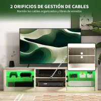 HOMCOM Mueble de TV Moderno Mueble de TV para Salón con Luces LED RGB y Estantes de Vidrio Abiertos 180x35x45 cm Roble(m-5)