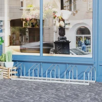 HOMCOM Bike Stand Parking Rack Floor or Wall Mount Bicycle Cycle Storage Locking Stand (5 Racks, Silver)(m-10)