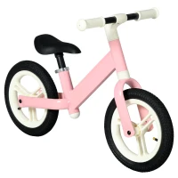 AIYAPLAY 12" Balance Bike, No Pedal Training Bike for Children with Adjustable Seat, 360° Rotation Handlebars - Pink(m-1)