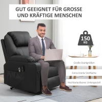 HOMCOM Aufstehsessel, Massagesessel, neigbare Rücklehne, 8 Massagemodi, elegantes Kunstleder, schwarz, 88 x 99 x 106cm(m-7)