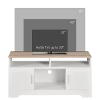 HOMCOM TV Stand Cabinet up to 50", Modern TV Unit with Storage, Open Shelves and Cable Management for Living Room, Bedroom, White(m-7)