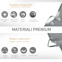 Outsunny Lettino Prendisole in Alluminio, Sedia Sdraio da Giardino in Textilene con Poggiatesta Rimovibile(m-5)