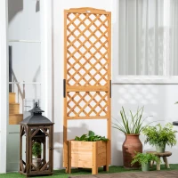 Outsunny Jardinière avec treillis sur pieds pour plantes - dim. 54,5L x 52l x 180H cm - Bois Sapin pré-huilé(m-7)