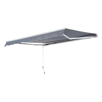 Outsunny Markise Gelenkarmmarkise Sonnenschutz mit Handkurbel 3,5 x 2,5 m Grau Alu+Polyester(m-5)