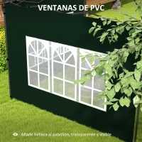 Outsunny Conjunto de 1 Carpa de Jardín 3x3 m Anti-UV Impermeable y 2 Paredes Laterales 3x2 m para Carpa 3x3 m y 3x6 m Verde(m-6)