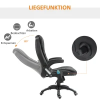HOMCOM Massagesessel Bürostuhl, Chefsessel mit 6-Punkt-Vibrationsmassage und Wärmefunktion, drehbar Gaming-Stuhl, Kunstleder, 70 x 70 x 111–121 cm, Schwarz(m-7)