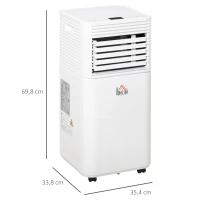 HOMCOM Climatiseur mobile 9000 BTU/H débit d'air 360 m³/h, minuterie 24H et télécommande, capacité max. de 28 m² blanc(m-3)