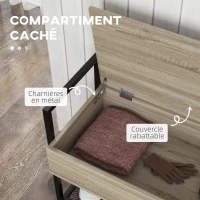HOMCOM Banc à chaussures meuble de rangement étagère et compartiment caché à couvercle rabattable en bois chêne et noir(m-5)
