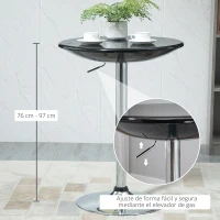 HOMCOM Mesa de Bar Regulable en Altura Giratoria 360º con Base Redonda Mesa Alta de Acero Moderna para Cocina Comedor Cafetería 61x61x76-97 cm Negro(m-4)