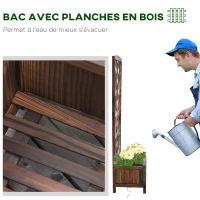 Outsunny Jardinière avec Treillis - bac à Fleurs - jardinière sur Pied - dim. 60L x 30l x 122H cm Bois Sapin traité carbonisation(m-6)