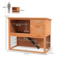 PawHut Kleintierstall Zwergkaninchenstall Nagerstall, wetterbeständig, 123 x 62 x 102 cm, Orange(m-3)