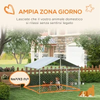 PawHut Recinto per Cani Taglia Media da Esterno con Tetto Impermeabile, 200x200x150cm, Argento(m-5)