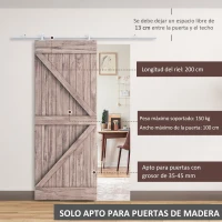HOMCOM 6.6FT/200cm Herraje para Puerta Corredera de Madera Kit de Accesorios Guía Riel con Tornillos Aleación de Aluminio Carga 150 kg Plateado(m-4)