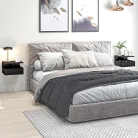 HOMCOM Set da 2 Comodini Sospesi per Camera da Letto con Cassetto e Mensola Superiore in Legno 35x32x22.5cm(m-2)