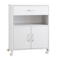 Vinsetto Armario para Impresora con Ruedas Cajón 2 Puertas y Estante para Salón Oficina Estudio 60x39x80 cm Blanco