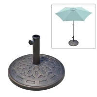 Outsunny Sonnenschirmständer aus Harz 14kg Schirmständer Griffe, Rund Schirmhalter, Schirmgewicht für Sonnenschirm 38mm/48mm Rohrdurchmesser, für Balkon, Terasse, Garten, Bronze(m-7)
