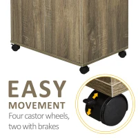 HOMCOM Kitchen Storage Unit, Modern Microwave Stand Trolley Cart, Sideboard with Cabinet,  Locking Wheels, Shelf for Living Room, Dining Room, Grey(m-6)